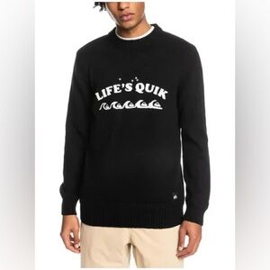 Quiksilver "Life's Quik" Knit Crewneck Knit Sweater Black White